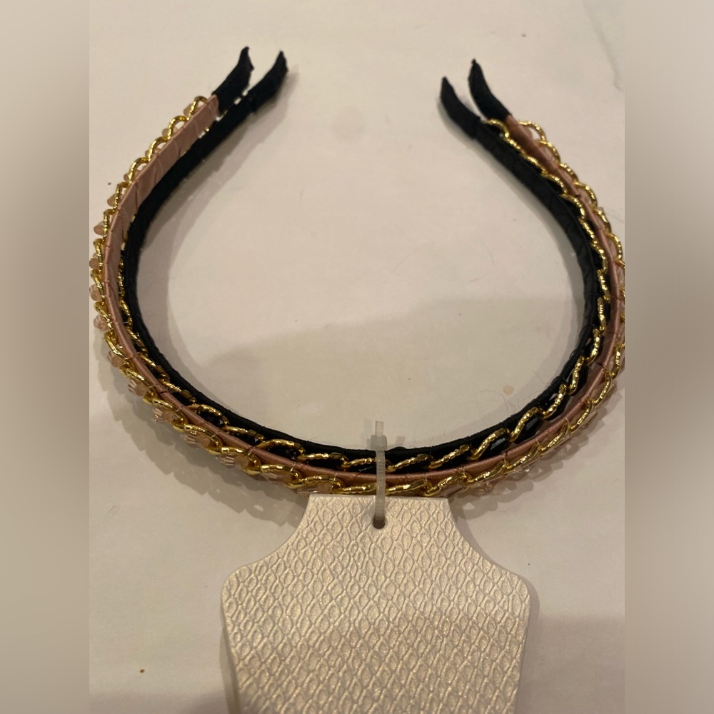 Sunday State Black + Pink Skinny Chain Link headbands Hair Accessory Set Of 2